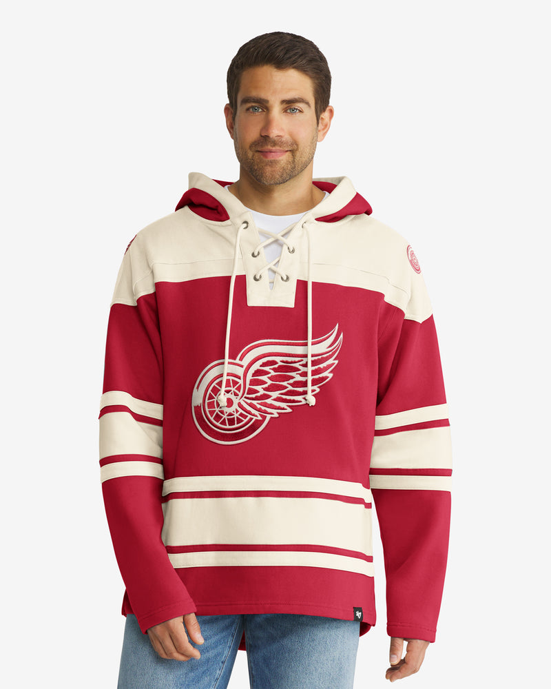 Men's '47 Red Detroit Wings Superior Lacer Pullover Hoodie