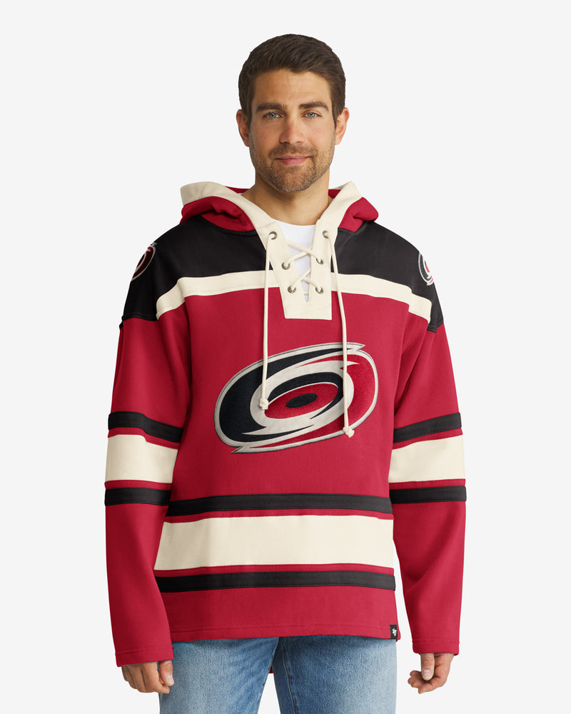 Men's '47 Red Carolina Hurricanes Superior Lacer Pullover Hoodie