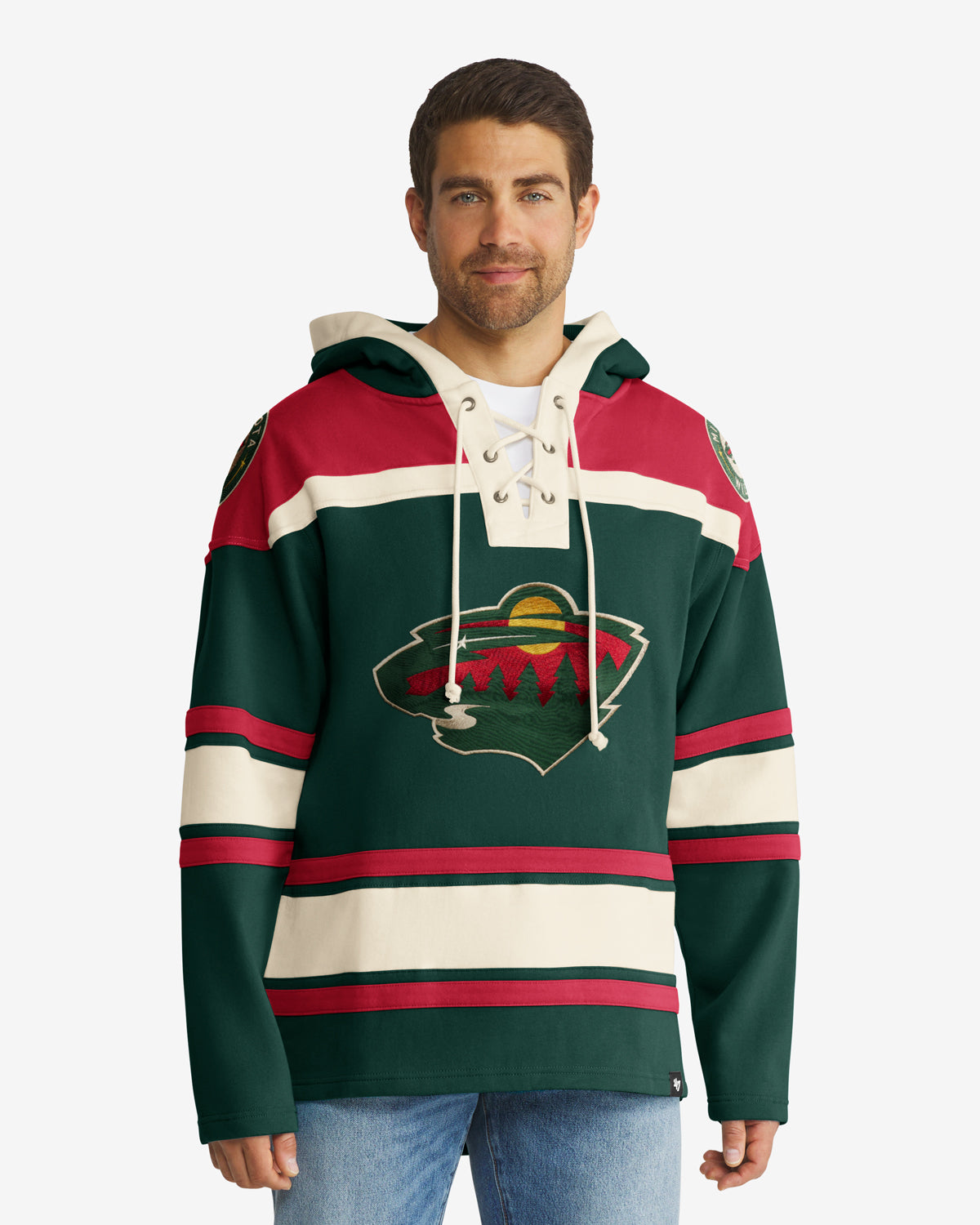 AK457 am457 ak457 八甲田　Pullover Hoodie M Minnesota Wild Apparel | Fleece Lacer Hood | '47 - Dark green – '47