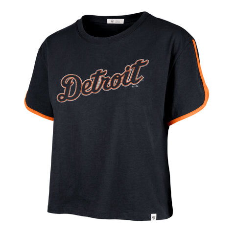 DETROIT TIGERS PREMIER WORDMARK '47 DOLPHIN HEM CROP WOMENS