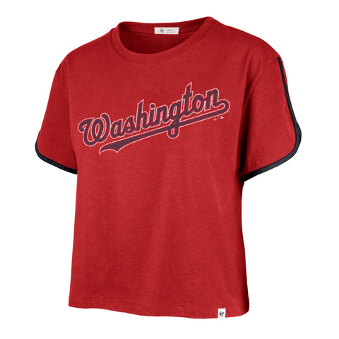 WASHINGTON NATIONALS PREMIER WORDMARK '47 DOLPHIN HEM CROP WOMENS