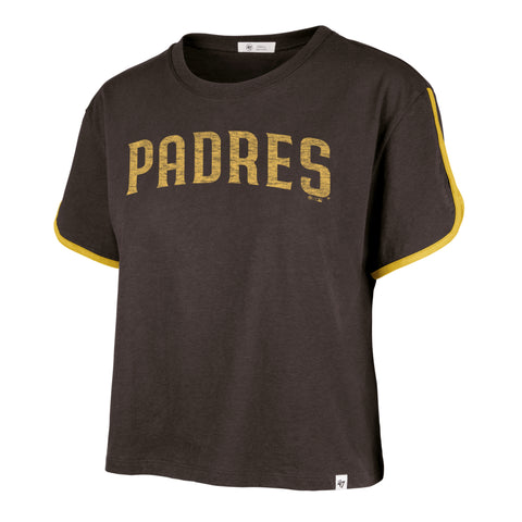 SAN DIEGO PADRES PREMIER WORDMARK '47 DOLPHIN HEM CROP WOMENS