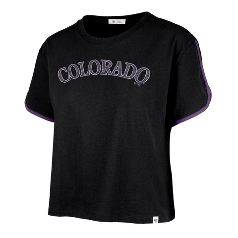 COLORADO ROCKIES PREMIER WORDMARK '47 DOLPHIN HEM CROP WOMENS