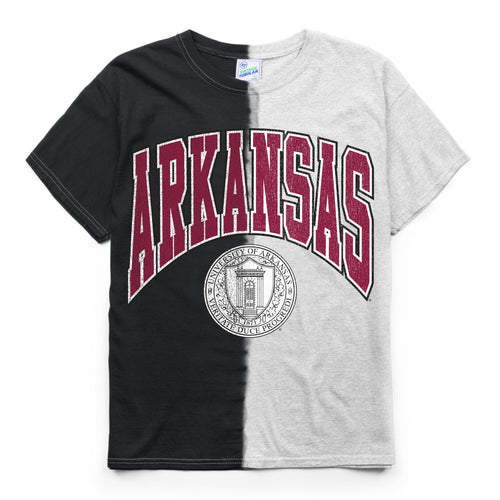 ARKANSAS RAZORBACKS SPLIT DYE '47 VINTAGE TUBULAR TEE