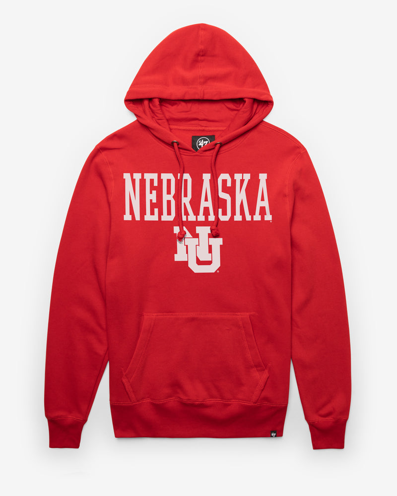 NEBRASKA CORNHUSKERS VINTAGE STRAIGHT '47 BLOCK HEADLINE HOOD