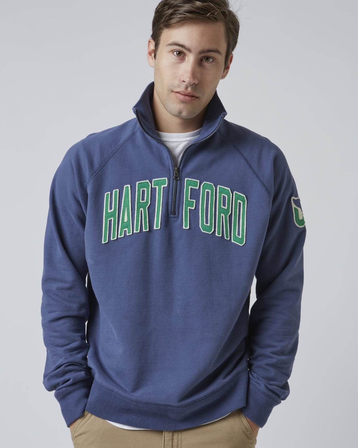 HARTFORD WHALERS VINTAGE BANKS '47 HARRIS SCRIMMAGE 1/4 ZIP